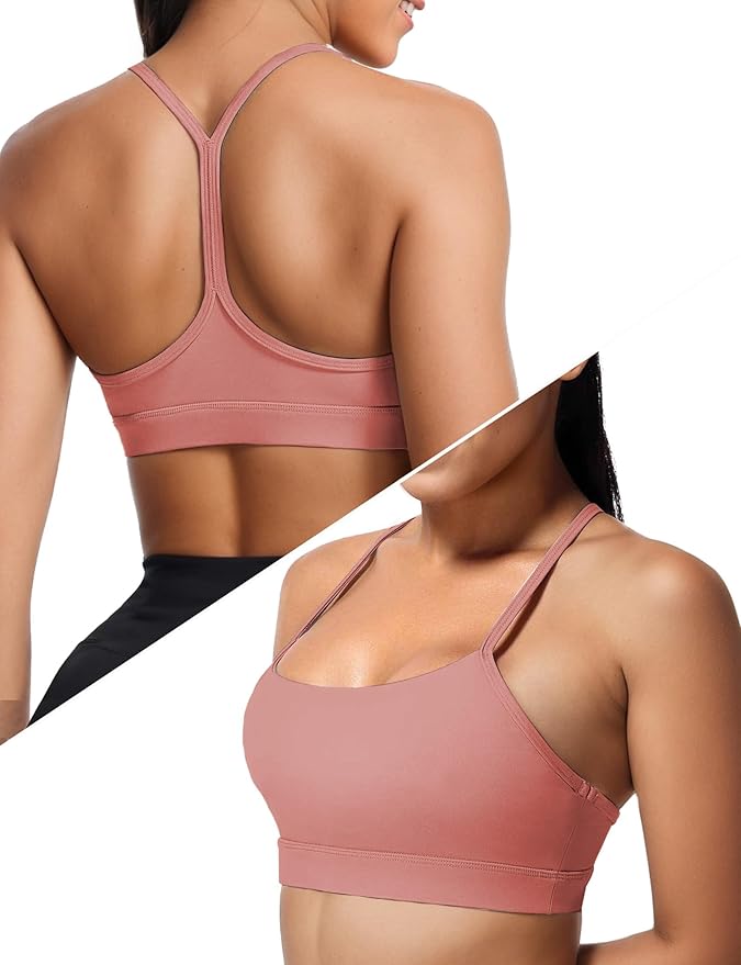 Buauty Sports Bra for Women, Y Back Light Support Workout Bra with Removable Pads for Yoga Pilates Gym