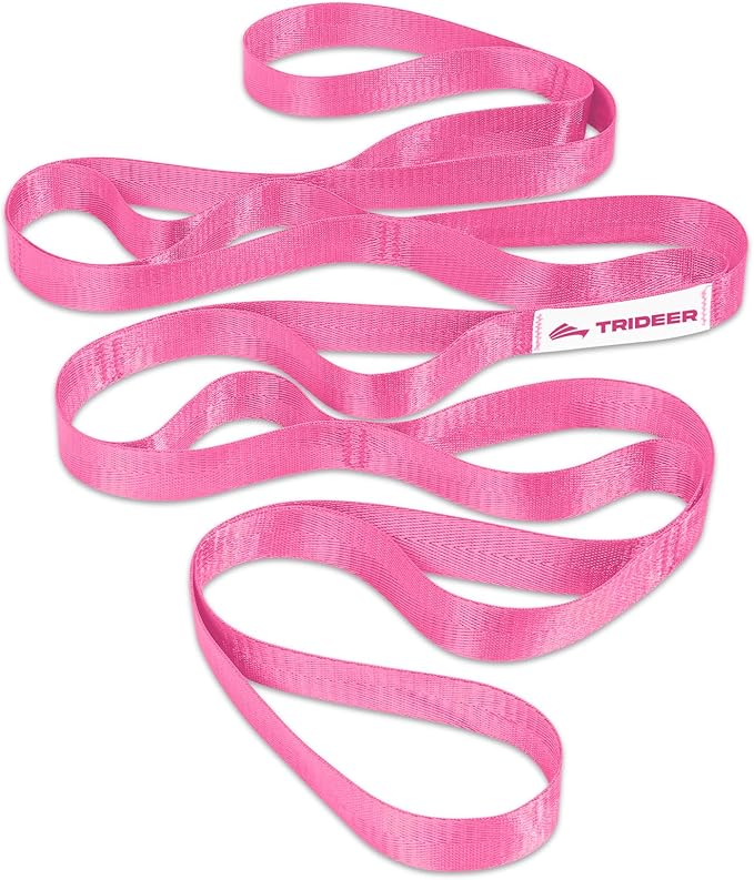 Trideer Stretching Strap for Physical Therapy & Home Rehab, Non-Elastic Yoga Strap for Stretching with Loops for Hamstring, Calf & Back Stretcher Mobility, Hip & Pilates
