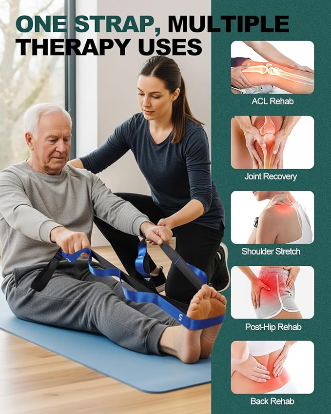Trideer Stretching Straps with Loops, Non-Elastic Yoga Straps for Stretching, Durable Nylon Exercise Bands with Loops for Physical Therapy Flexibility, Yoga,Hamstring Leg Stretcher with Guidance