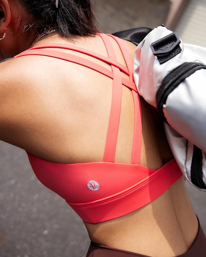 RUNNING GIRL High Impact Sports Bras for Women - Scoop Neck Strappy Sports Bra High Support Moulded Cup Workout Bra