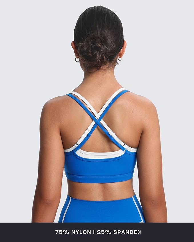 Aoxjox Women's Workout Sports Bras Takes Two Bra High Impact Training Fitness Running Yoga Crop Tank