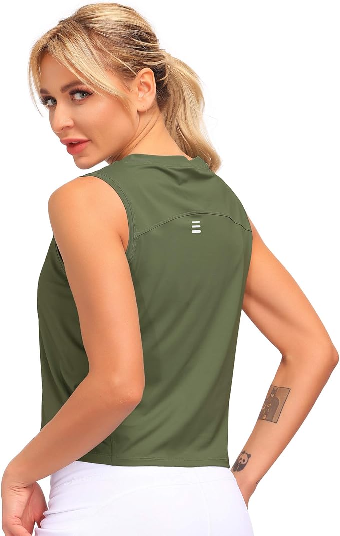 Dragon Fit Womens Ice Silk Workout Tank Tops Sleeveless Cropped Yoga Shirt for Running Gym Summer