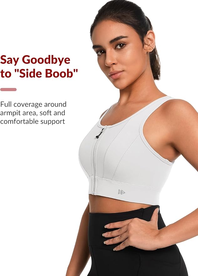 Yvette Front Closure Sports Bras for Women High Support Large Bust Supportive Sports Bra High Impact for Running