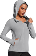 PINSPARK Women's UPF 50+ Sun Protection Hoodie Jacket Lightweight Full Zip Athletic Jacket Long Sleeve Shirt with Pockets
