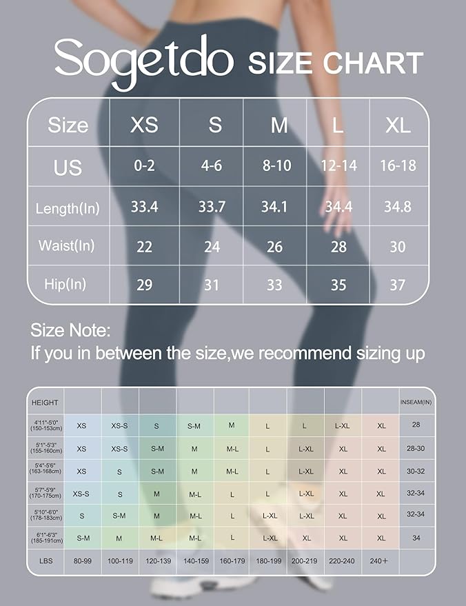 Sogetdo Yoga Leggings for Women Hidden Scrunch Butt Non See Through High Waisted No Front Seam Athletic Gym Workout Pants
