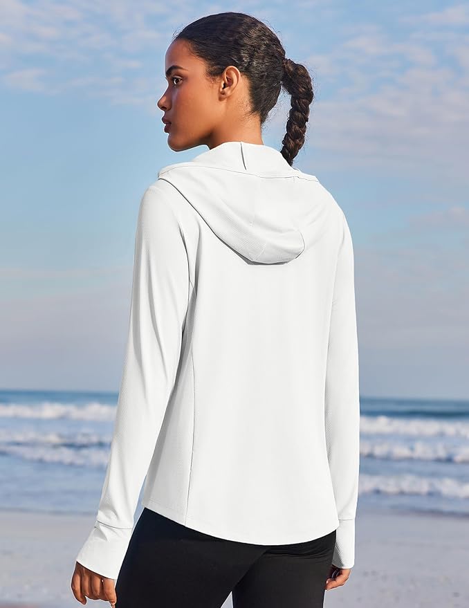 PINSPARK Women's UPF 50+ Sun Protection Hoodie Jacket Lightweight Full Zip Athletic Jacket Long Sleeve Shirt with Pockets
