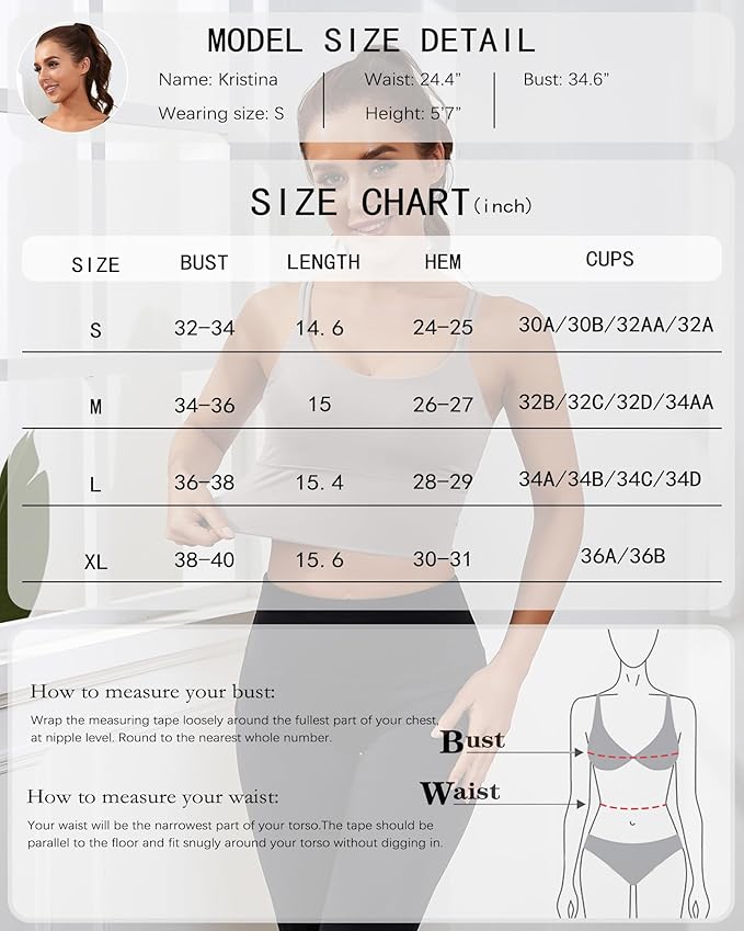 Everrysea Sports Bras for Women High Support Longline Workout Tank Tops Built in Bra Strappy Yoga Padded Crop Top