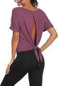 Bestisun Workout Tank Tops Open Back Yoga Exercise Shirts Tie Back Athletic Clothes for Women