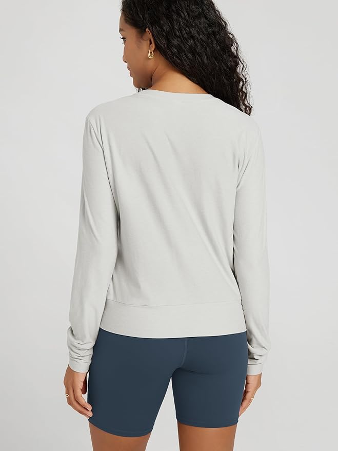 ODODOS Women's Long Sleeve Crewneck Tee - Ultra-Soft odSTRATUM Tech Performance T-Shirts UPF 50+ Daily Pullover Tops