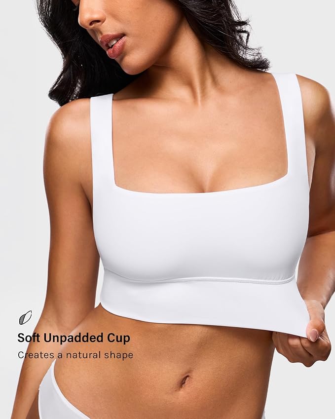 INLYRIC Women's Inbarely Outwear Longline Square Neck Bralette Supportive Unlined No Underwire Yoga Sports Bra