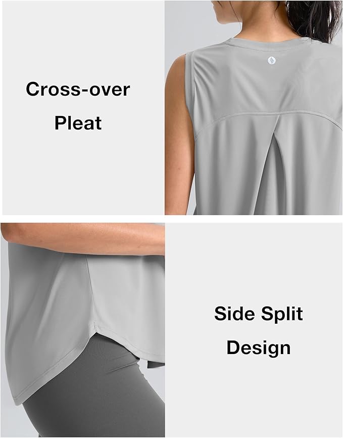 SANTINY Women's Sleeveless Workout Tops Breathable Lightweight Active Tennis Yoga Shirts Athletic Running Tank Tops for Women
