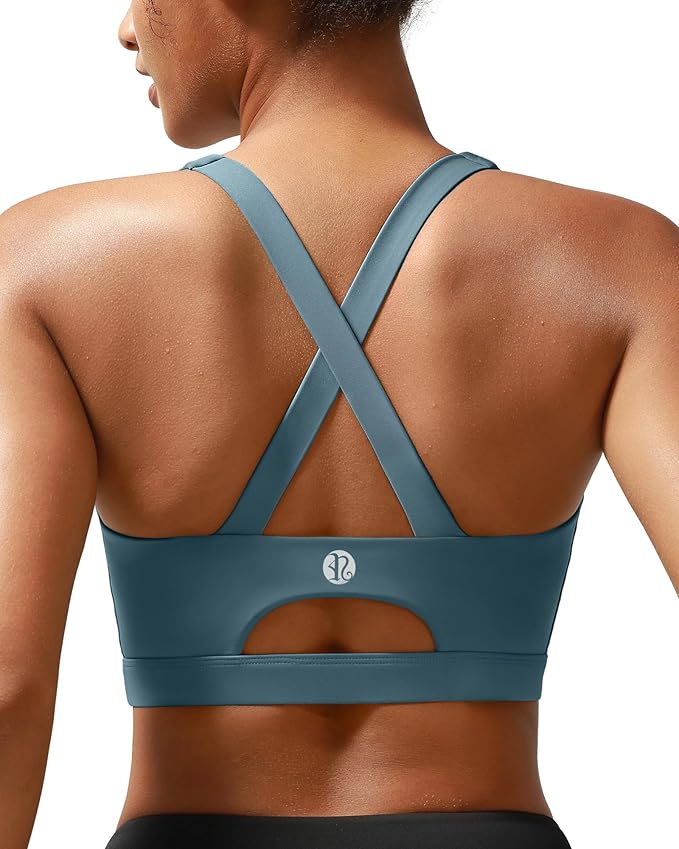 RUNNING GIRL Sports Bra for Women High Support,Molded Cup Strappy Running Sports Bras with Sewn in Pads
