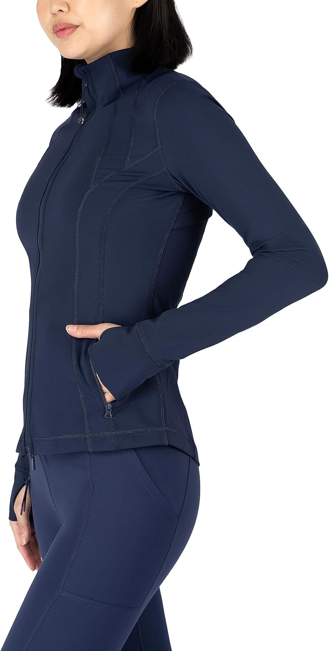 90 Degree By Reflex Full Zip Running Track Jacket Lightweight Athletic Slim Fit Jacket with Thumbholes