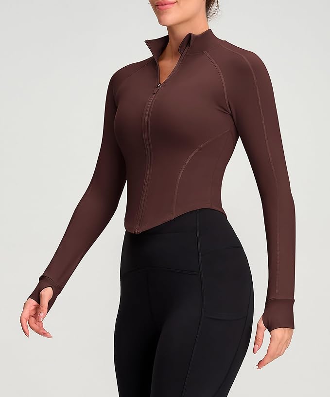 Womens Zip Up Bbl Jacket Lightweight Cropped Athletic Jacket Track Gym Workout Jackets for Running Yoga Hiking