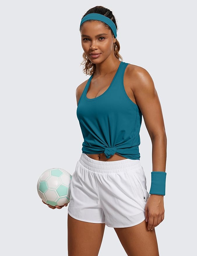CRZ YOGA Pima Cotton Racerback Tank Tops for Women - Workout Athletic Casual Soft Scoop Neck Sleeveless Shirts