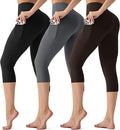 3 Pack Leggings with Pockets for Women,Butt Lift High Waisted Tummy Control Workout Yoga Pants Reg & Plus Size