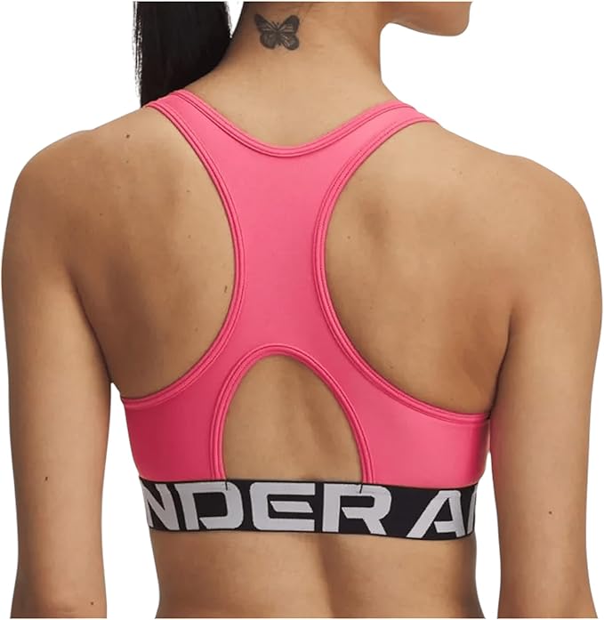 Under Armour Womens HeatGear Authentics Mid Impact Branded Sports Bra