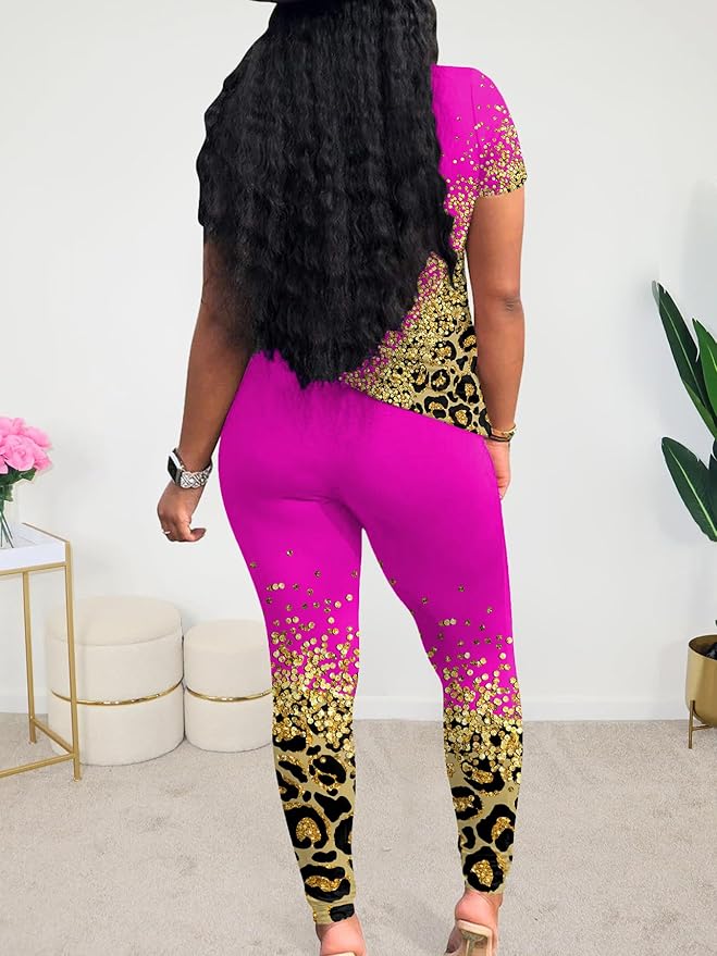 Lounge Sets for Women 2 Piece Summer Casual Jogger Workout Outfits Short Tops Long Pant Sweat suit leggings set