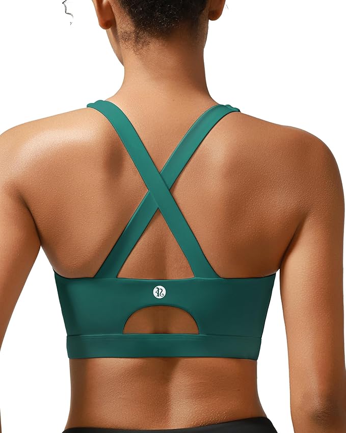 RUNNING GIRL Sports Bra for Women High Support,Molded Cup Strappy Running Sports Bras with Sewn in Pads