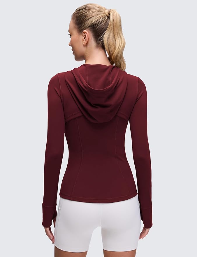 CRZ YOGA Butterluxe Hooded Athletic Jackets for Women - Full Zip Track Casual Tops with Thumb Holes Pockets