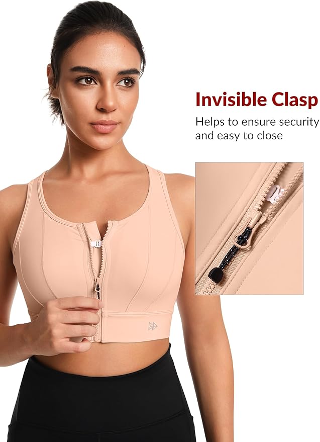 Yvette Front Closure Sports Bras for Women High Support Large Bust Supportive Sports Bra High Impact for Running