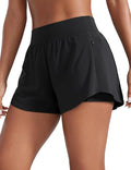 CRZ YOGA 2 in 1 Double Layer Running Shorts for Women 3" - High Waisted for Athletic Tennis Workout with Zip Pockets