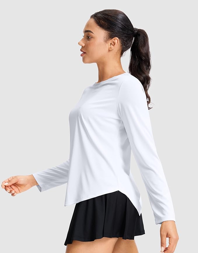 SANTINY Lightweight Long Sleeve Workout Tops for Women Breathable Gym Yoga Athletic Running Hiking Top UPF 50+ Sun Shirts