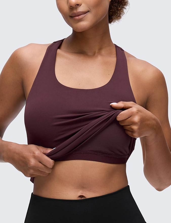 CRZ YOGA Butterluxe Workout Racerback Tank Tops for Women - Padded Athletic Spandex Yoga Shirts with Built in Bra
