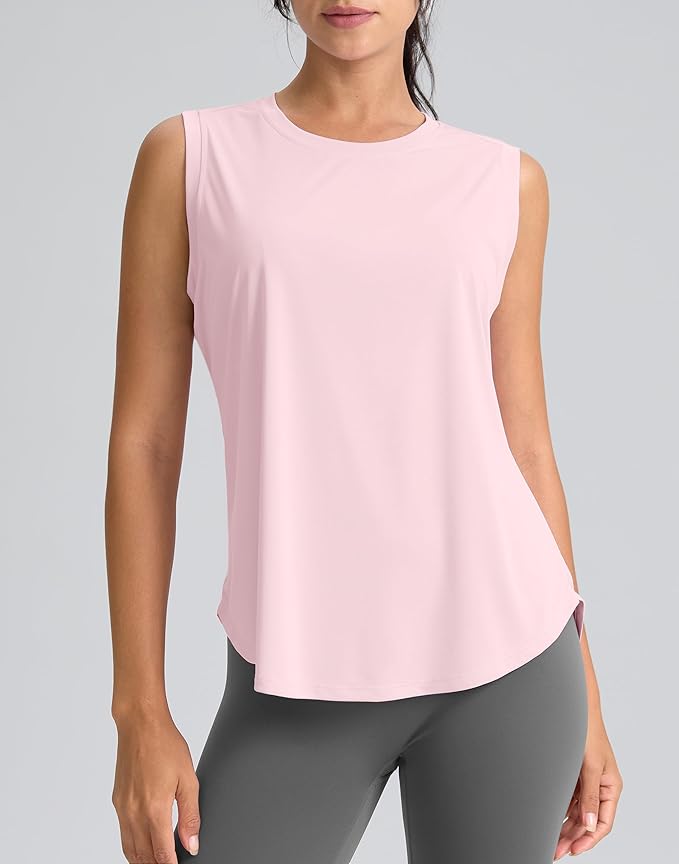 SANTINY Women's Sleeveless Workout Tops Breathable Lightweight Active Tennis Yoga Shirts Athletic Running Tank Tops for Women
