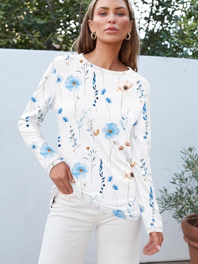 AUTOMET Women‘s Basic Long Sleeve Crewneck, Plus Size Winter & Spring Top, Casual Fall Tee for Teacher & Everyday Outfits