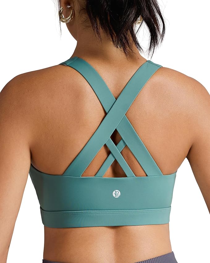 RUNNING GIRL Sports Bras for Women,Padded Strappy Sports Bras Criss-Cross Back Medium Support Sports Bras with Removable Cups