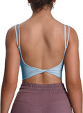 Aoxjox Women's Workout Sports Bras Fitness Yoga Crop Tank Metamorph Twist Back Cami