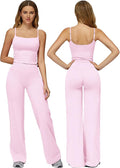 ABOCIW Womens Workout Sets 2 Piece Spaghetti Straps Crop Top Straight Leg Yoga Pants Yoga Pilates Outfits