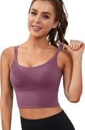 Everrysea Sports Bras for Women High Support Longline Workout Tank Tops Built in Bra Strappy Yoga Padded Crop Top