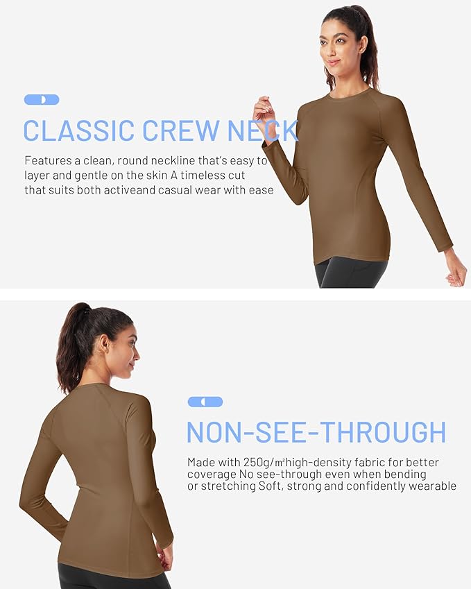 Runhit Women's Long Sleeve Compression Shirt Workout Tops Athletic Base Layer Gym Yoga Running Sports Gear Quick Dry UPF 50+