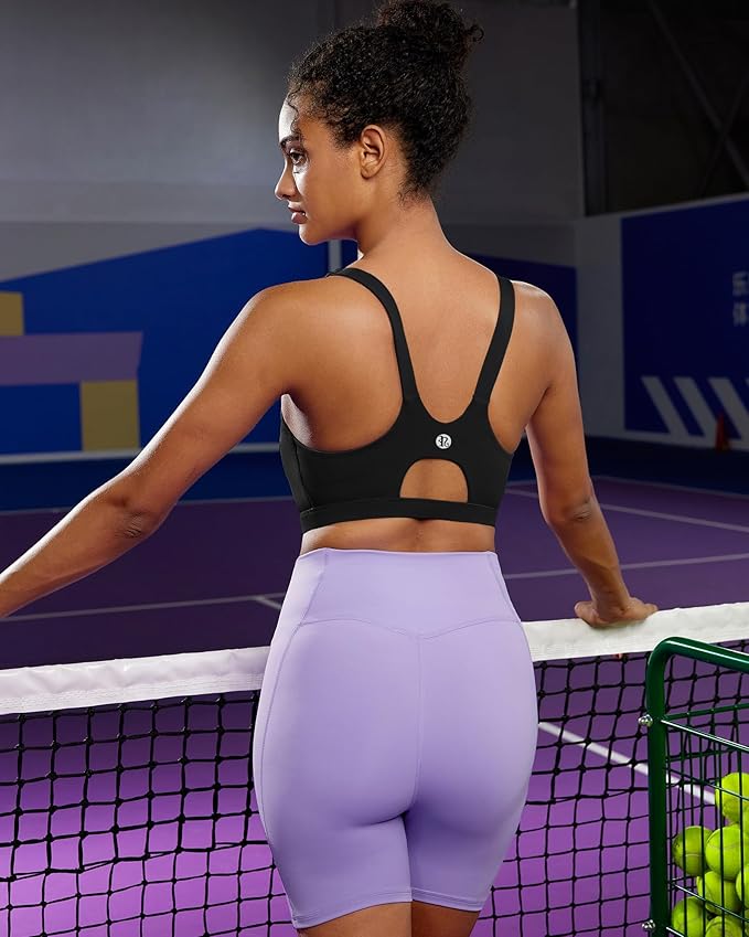 RUNNING GIRL Sports Bra for Women High Support, Molded Cup High Impact Sports Bras for Women with Sewn in Pads
