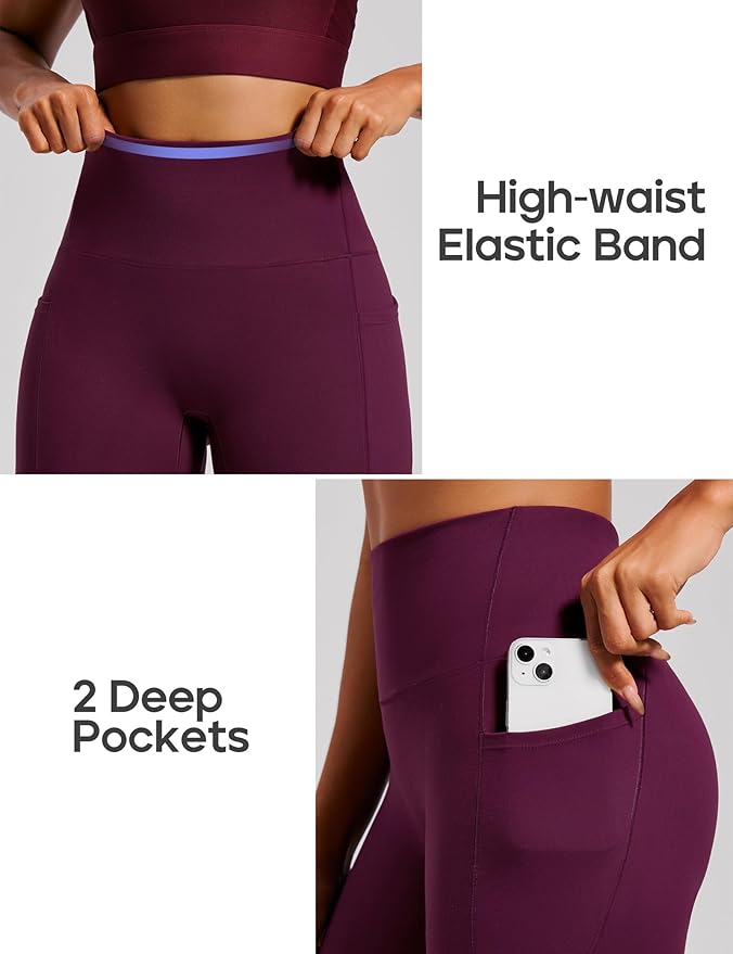 Heathyoga Scrunch Butt Lifting Leggings with Pockets for Women Tummy Control Compression Leggings No Front Seam Yoga Pants