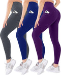 Blisset 3 Pack High Waisted Leggings for Women with Pockets Soft Active Tummy Control Pants for Yoga Running & Daily Wear