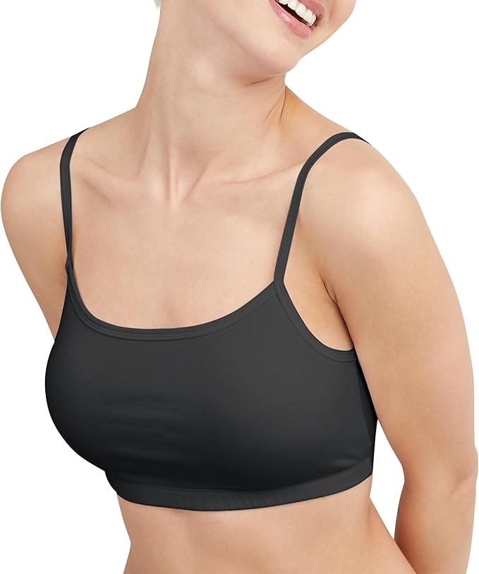 Hanes Women's String Bralette Pack, 3-Pack, Cotton Sports Bralette Bras for Women, Solid or Assorted Wireless Bras