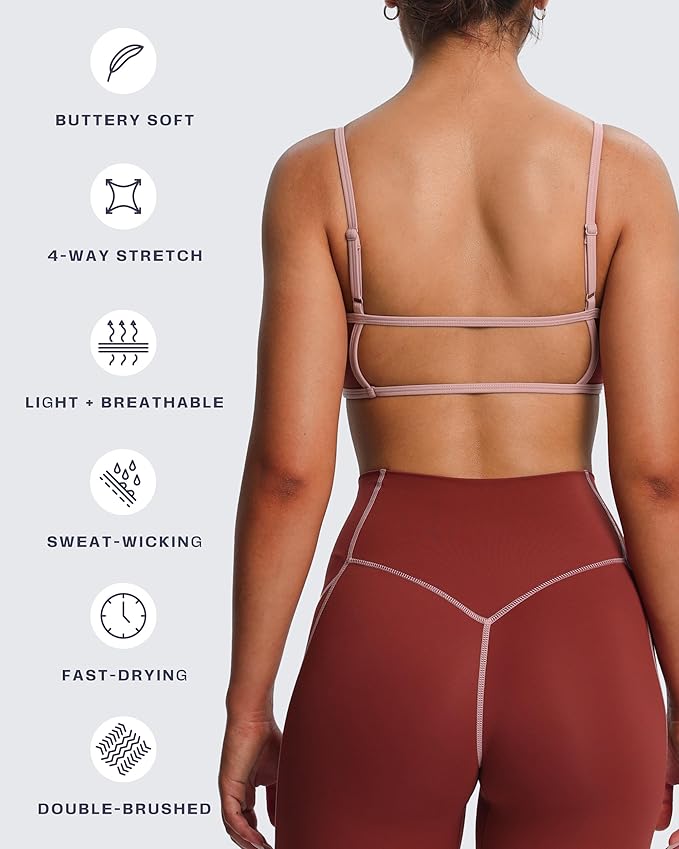 Aoxjox Women's Color Block Workout Sports Bras Fitness Lexi Lined Strappy Bra Athletic Yoga Crop Tank