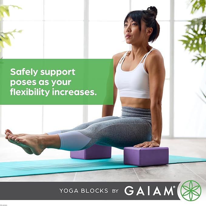 Gaiam Yoga Block - Supportive Latex-Free Eva Foam - Soft Non-Slip Surface with Beveled Edges for Yoga, Pilates, Meditation