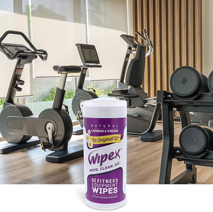 Wipex Original Natural Fitness Equipment Wipes - EWG Verified- Plant-Based Lint Free Cloth - Gym Wipes for Equipment, Yoga Mat, Peloton, Lavender and Vinegar, 50 Count (Pack of 3)