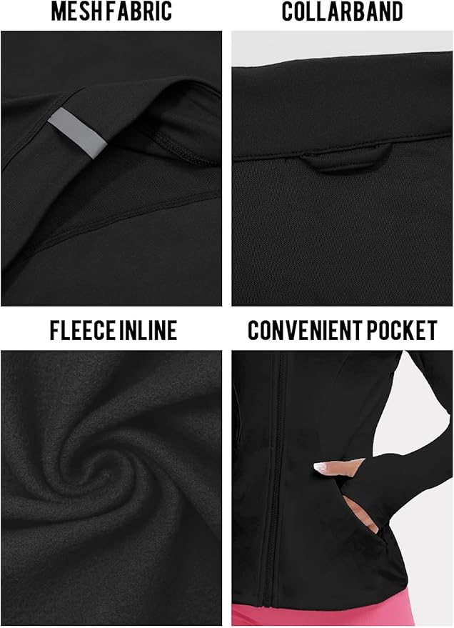 VUTRU Women's Workout Yoga Jacket Full Zip Running Track Jacket Fleece Athletic Jacket