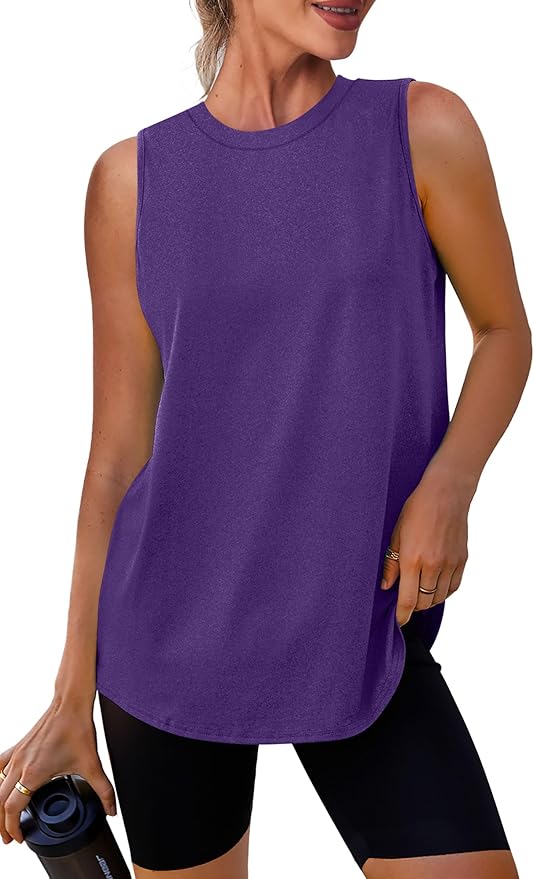 Womens Workout Tank Tops Lightweight Sleeveless Shirts for Women Loose Fit Tops for Athletic Running Tennis Yoga
