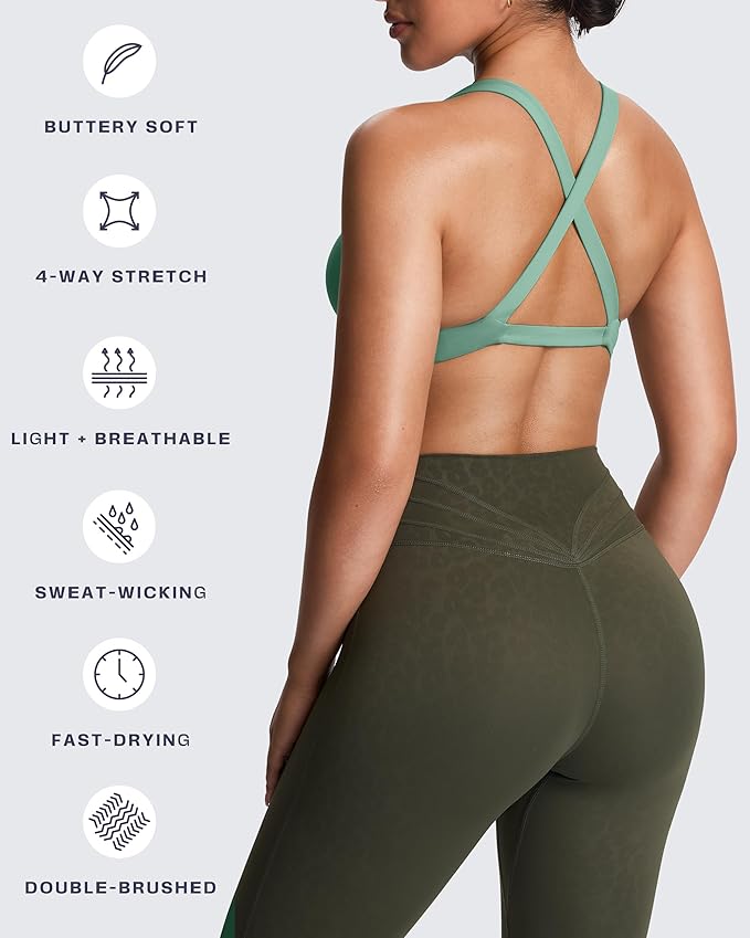 Aoxjox Women's Workout Sports Bras Fitness Satara Low Impact Bra Yoga Crop Tank