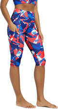 ODODOS Women's High Waisted Yoga Capris with Pockets, Tummy Control Non See Through Workout Athletic Running Capri Leggings