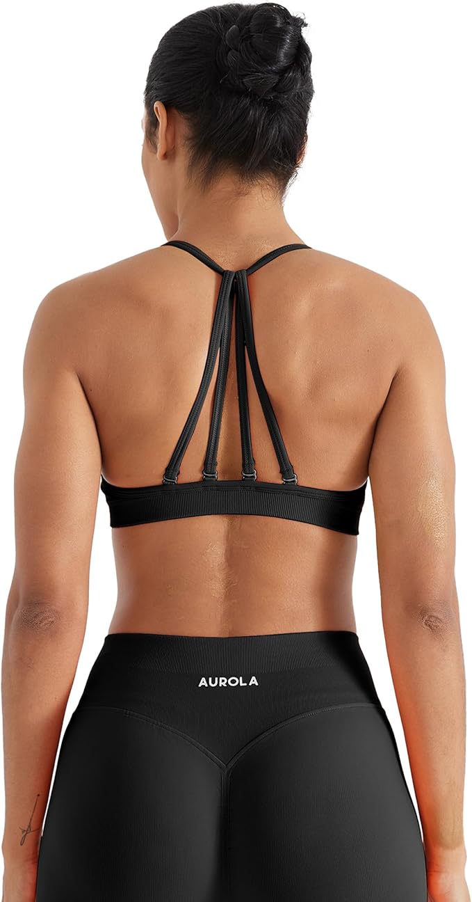 AUROLA Mercury Workout Sports Bras Women Athletic Removable Padded Backless Strapy Minimal Crop Top