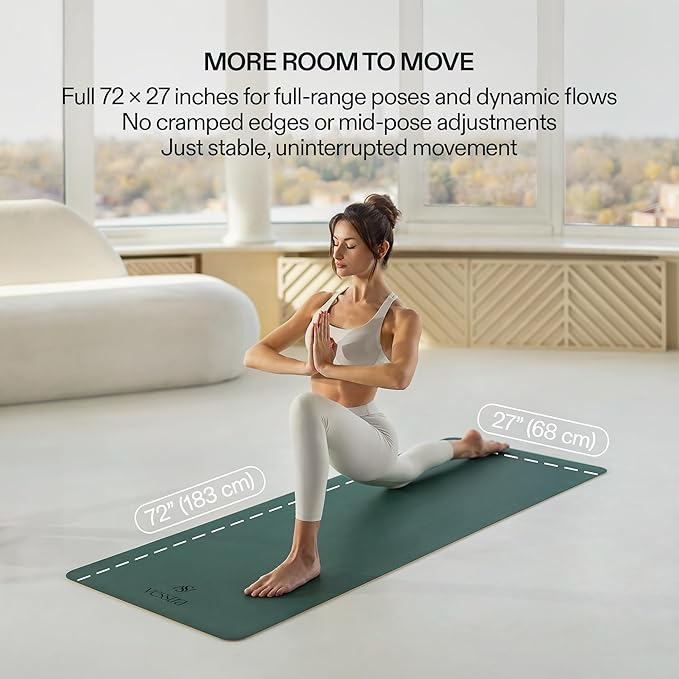 Premium Yoga Mat – Sweat-Activated Non-Slip PU Grip I Natural Rubber Base I 4mm for Yoga, Pilates & Workouts