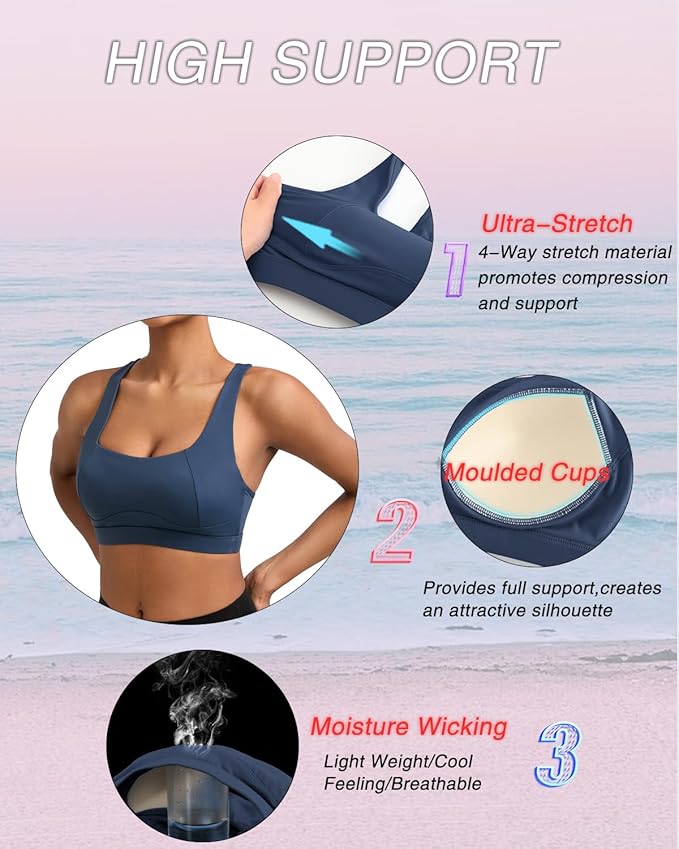 RUNNING GIRL Sports Bras for Women, Molded Cup High Impact Sports Bra Workout Bras for Women High Support Racerback