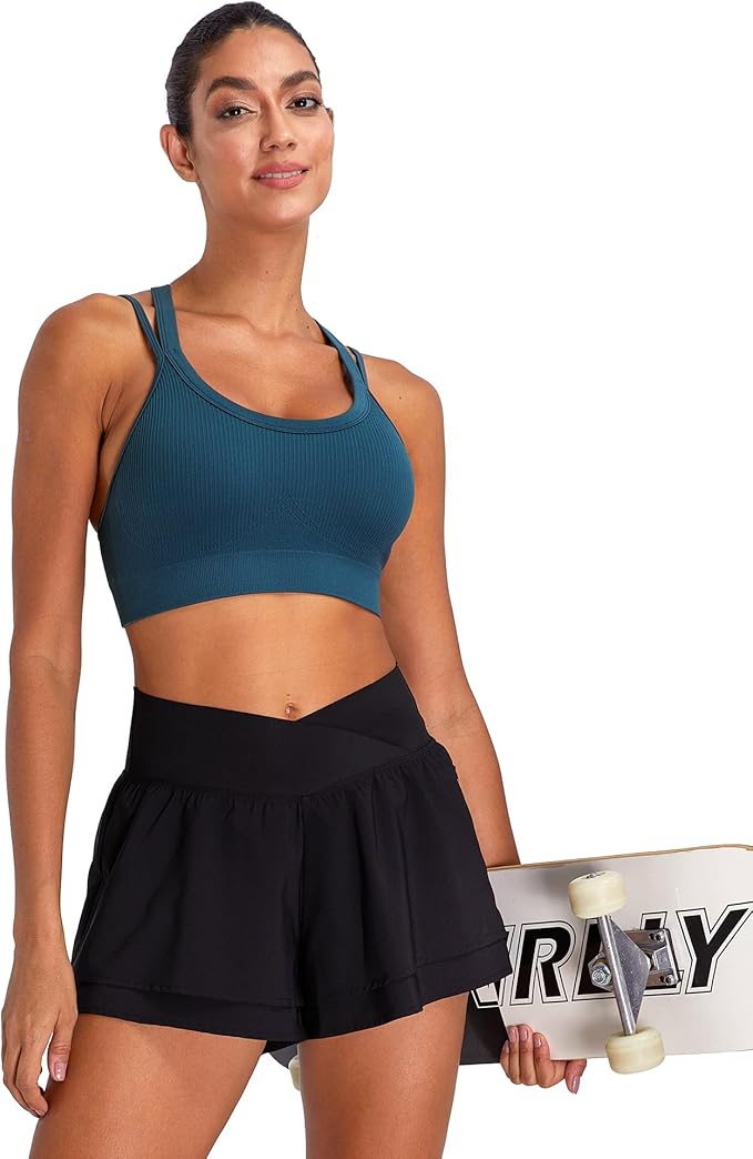 Sports Bras for Women HIigh Support, Criss-Cross Back Padded Strappy High Impact Sports Bras for Women Large Bust